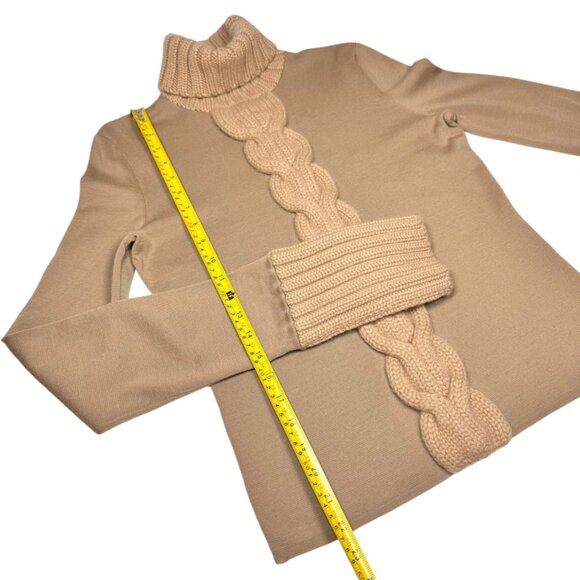 Authentic CELINE 100% Cashmere Sweater Sz L Camel Turtleneck Slim Fit Luxury - Picture 6 of 9